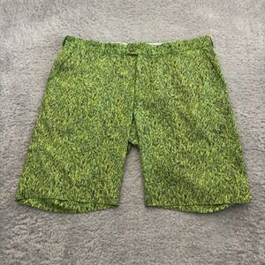 Loudmouth Golf Mens Green Grass Print Performance Shorts Size 38 Golfwear